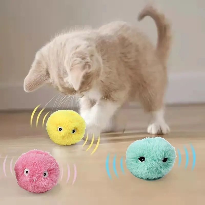 Інтерактивна іграшка, пухнастий м'ячик для котів зі звуками птахів