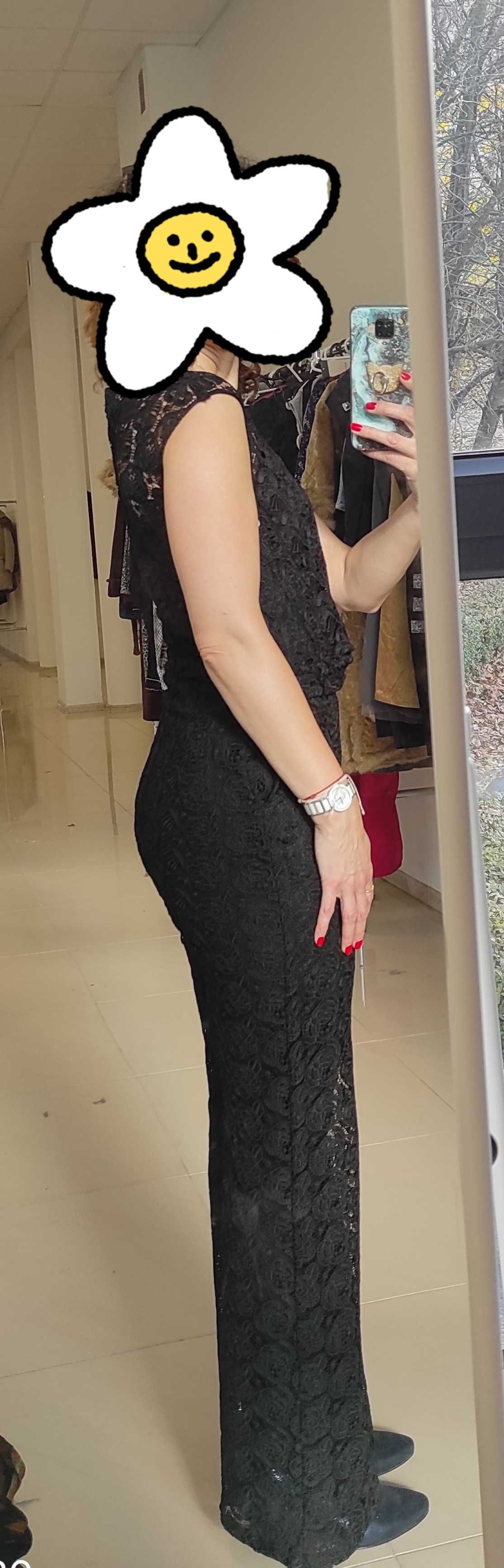 H&M czarny koronkowy kombinezon