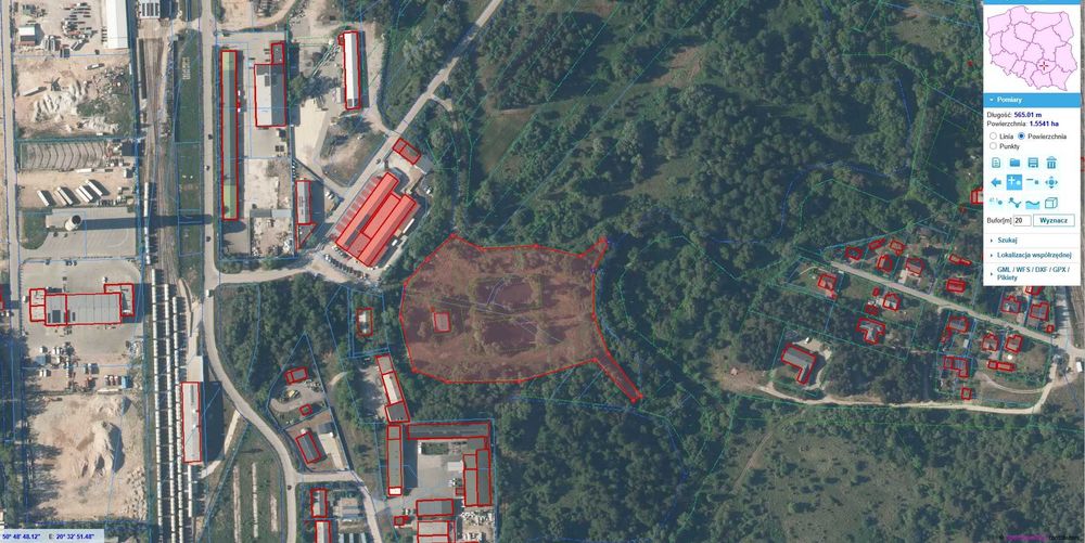 Teren przemysłowy z budynkiem oraz basenami NOWINY - KIELCE