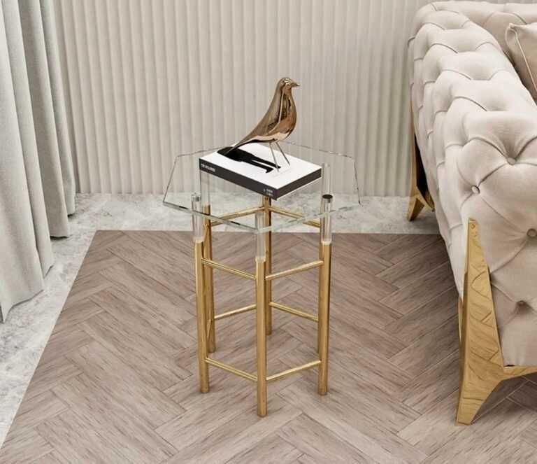 Stolik pomocniczy | złoty stolik kawowy glamour 50x50x60 NOWY