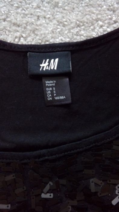 Top H&M czarny S 36 cekiny sylwester karnawał bluzka