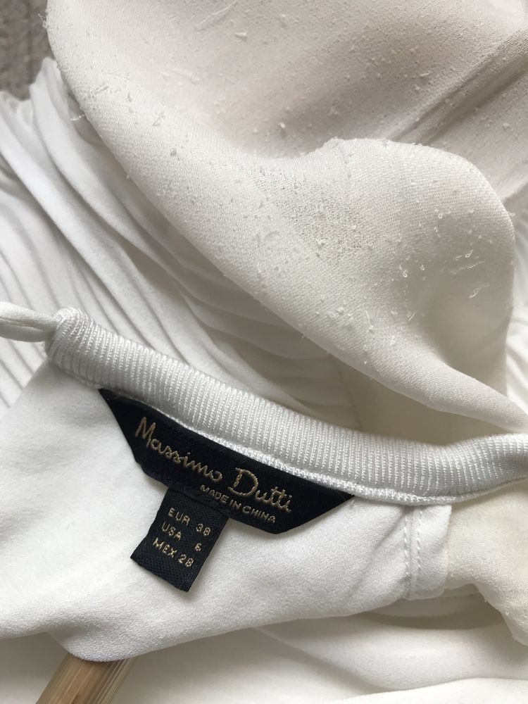 Biała bluzka plisowana Massimo Dutti M wada