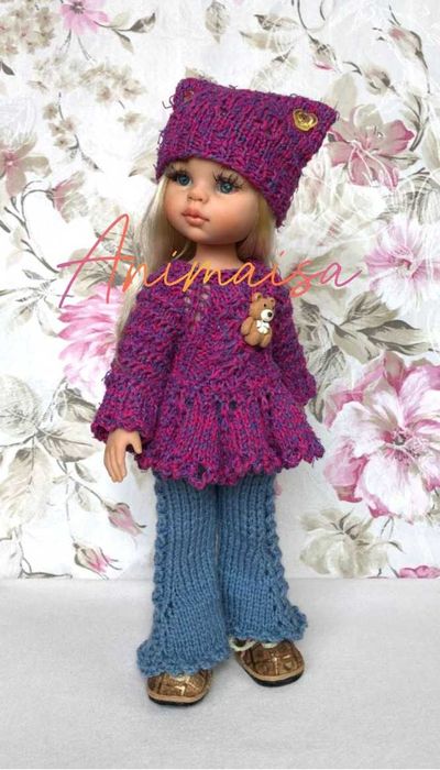 Вязаные  милые комплекты    одежды для кукол Паола Рейна 32 -34 см