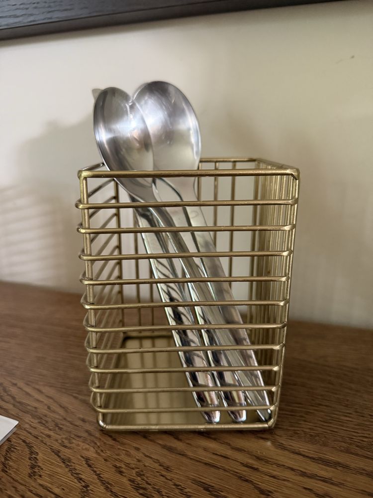 Druciany h&m home zara zloty pojmnik kosz na sztućce do kuchni koszyk