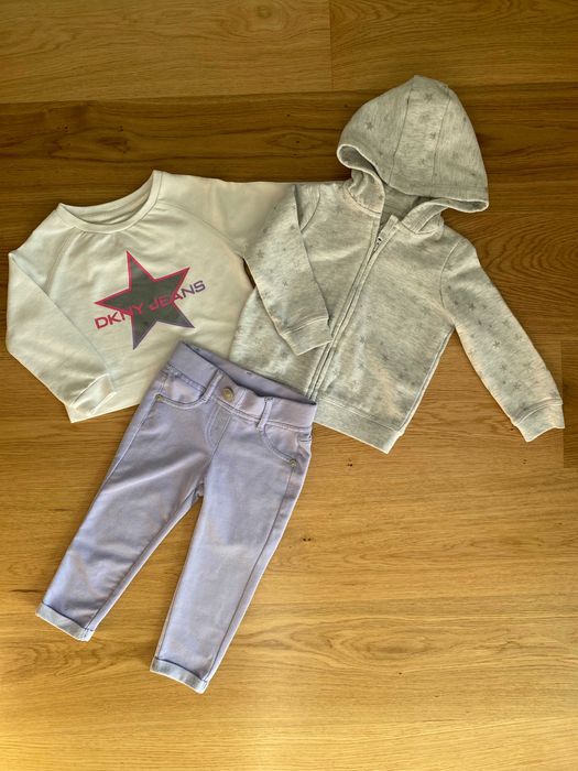 Baby GAP body DKNY bluza spodnie polar 80 cm 12-18m zestaw 19 szt