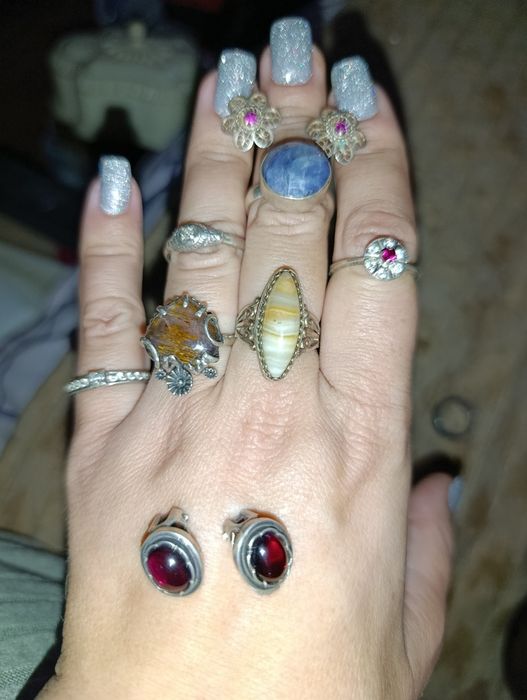 Срібні вінтажні вироби кліпси каблучки сережки