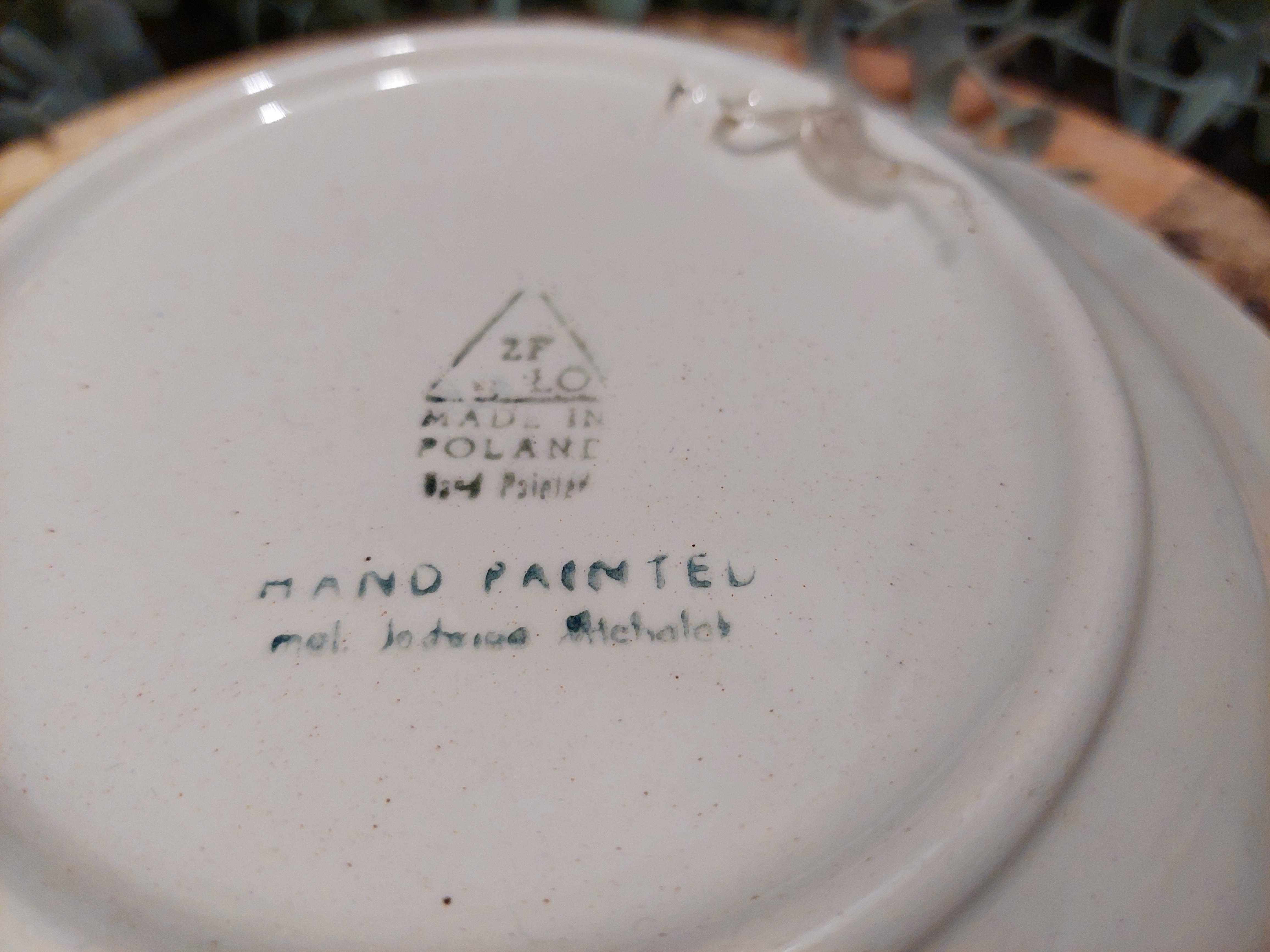 Talerz ścienny ZF koło fajans ceramika ręcznie malowany michalak