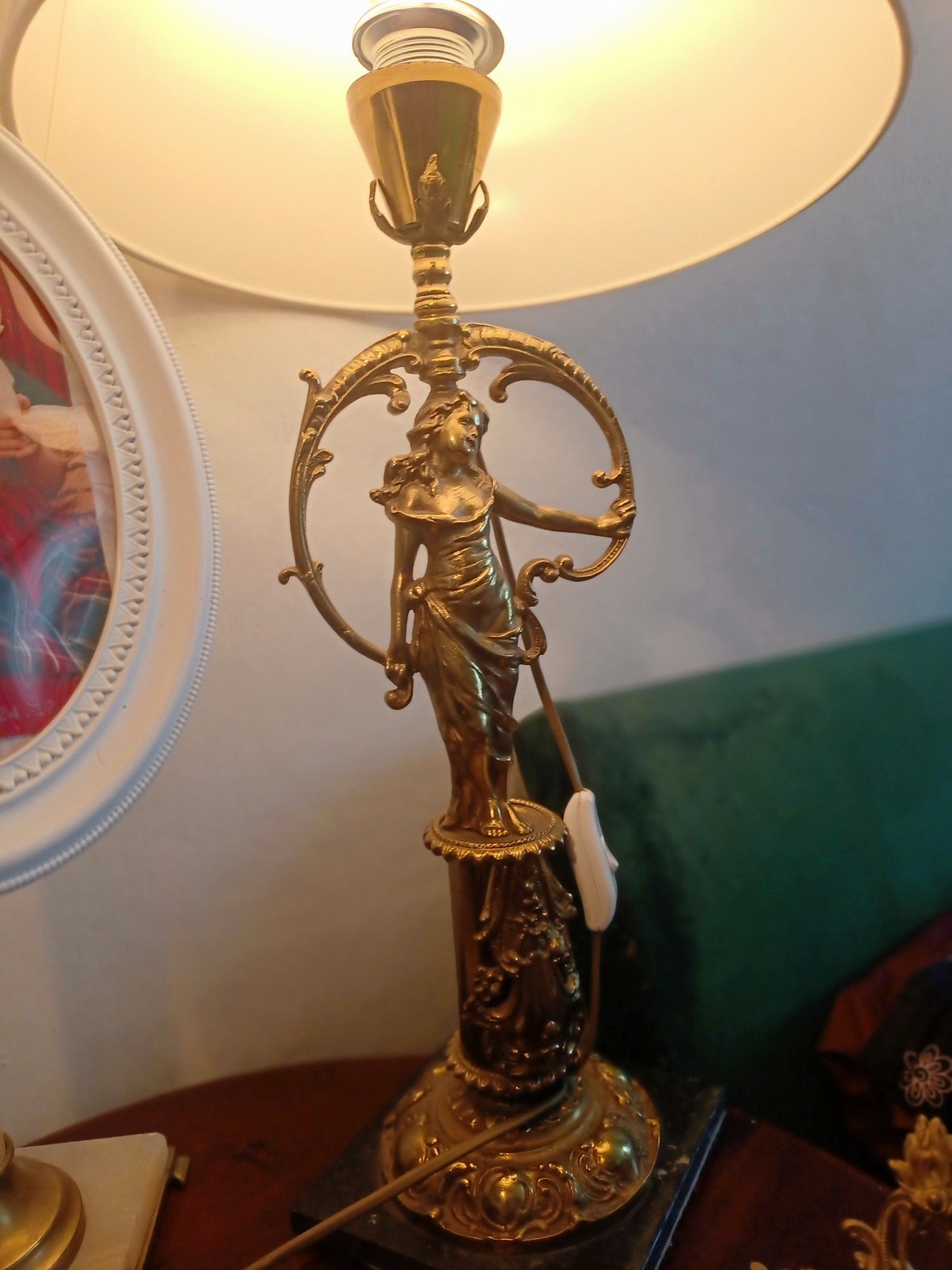 Lampa mosiężna z marmurowym spodem