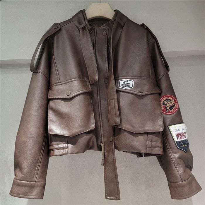 Шкіряна куртка , коричнева куртка , бомбер , коричнева кожанка