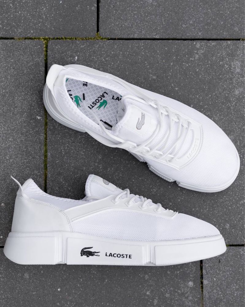 Мужские кроссовки лакоста белые Lacoste White 40,41,42,43,44