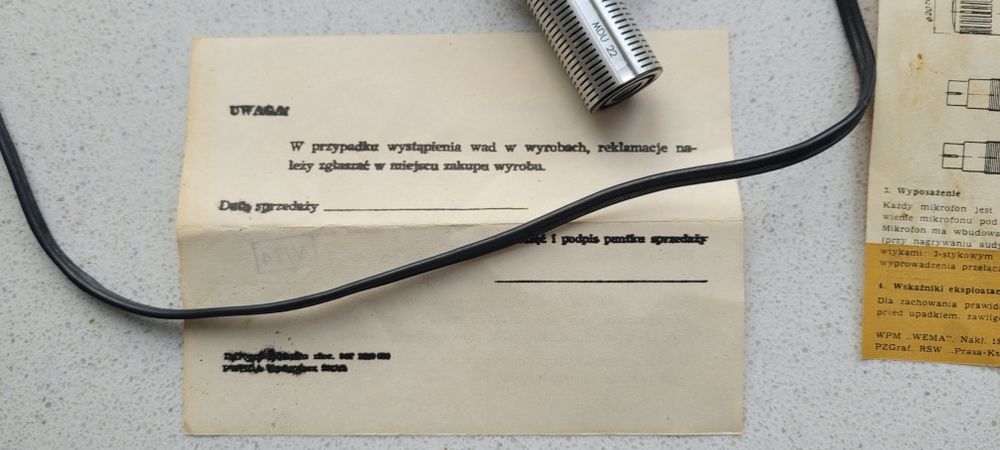 Mikrofon Unitra TONSIL MDU 22 komplet