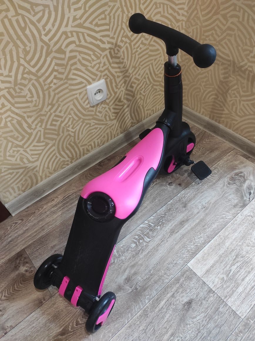 Музичний Самокат 3в1 Best Scooter, самокат-велобіг-велосипед,