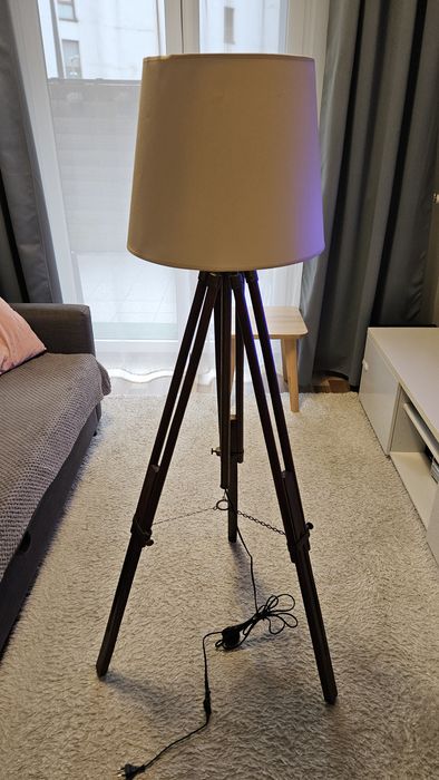 Lampa statyw ozdobna drewniana metalowa