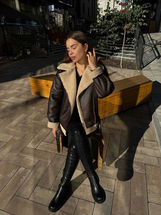 Дублянка еко-вовна S M L XL коричнева бежева тепла до -10