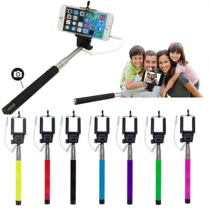 T613 T614 Selfie Stick Extensível com Botão Disparador Incorporado Nov