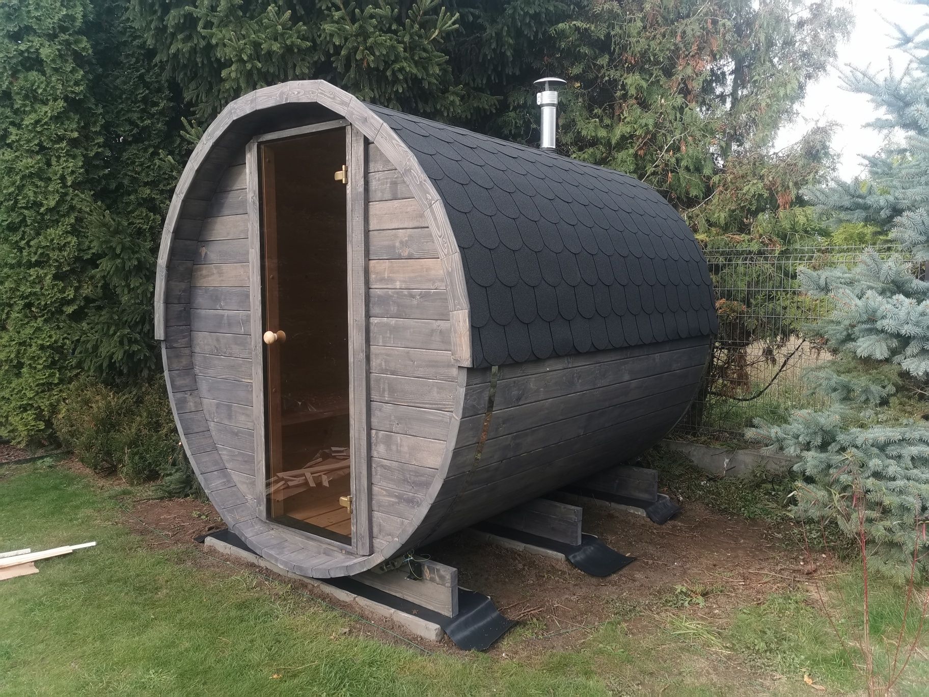 Sauna Ogrodowa 2,5 m x 2,2 m Cały komplet Piec  Zewnętrzny