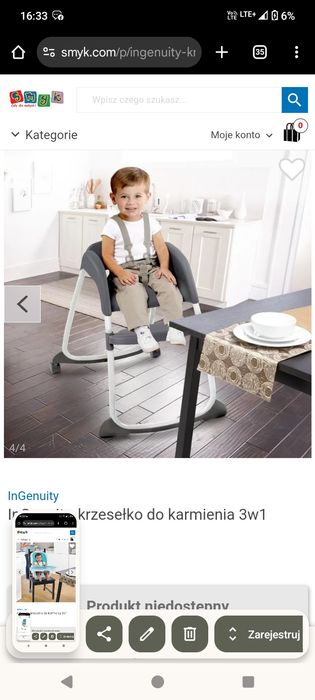 Krzesełko do karmienia Ingenuity 3w1 Trio Smart Clean
