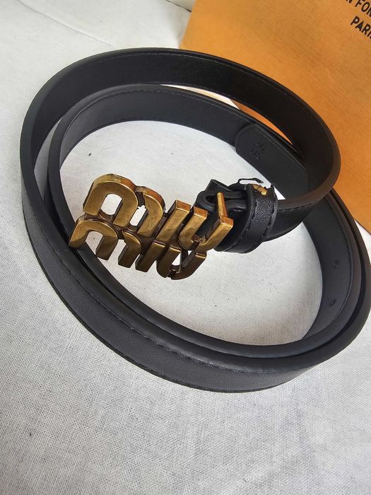 Pasek klamra Miu Miu klamra UNIKAT Paris brąz czarny nowość logowane