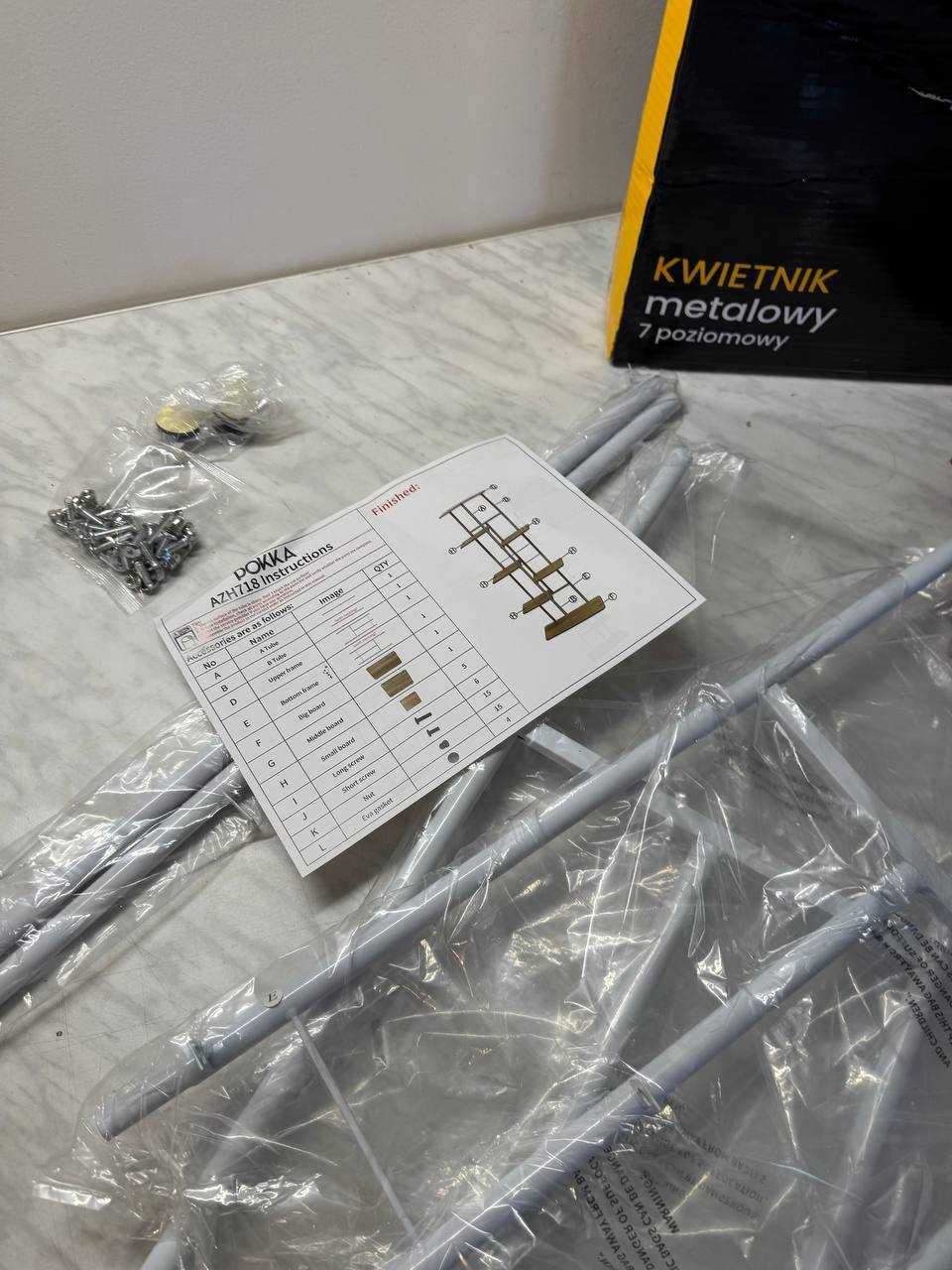 NOWY kwietnik metalowy 7-poziomowy stojak na rośliny piętrowy biały