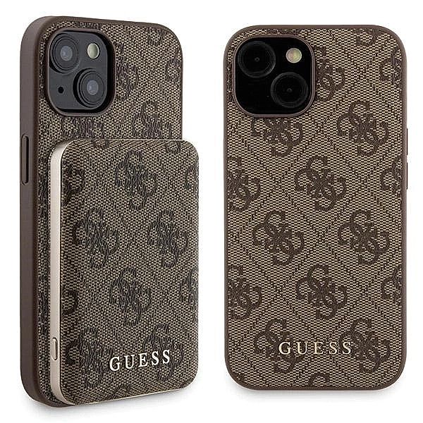 Zestaw etui Guess 4G Metal Logo na iPhone 15 + powerbank 5000mAh MagSa
