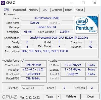 ПК, Intel Pentium E2200, Socket 775