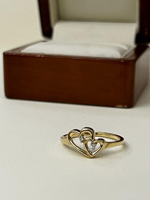 Złoty Pierścionek Serduszka  PR. 585 (14K) Rozmiar 17