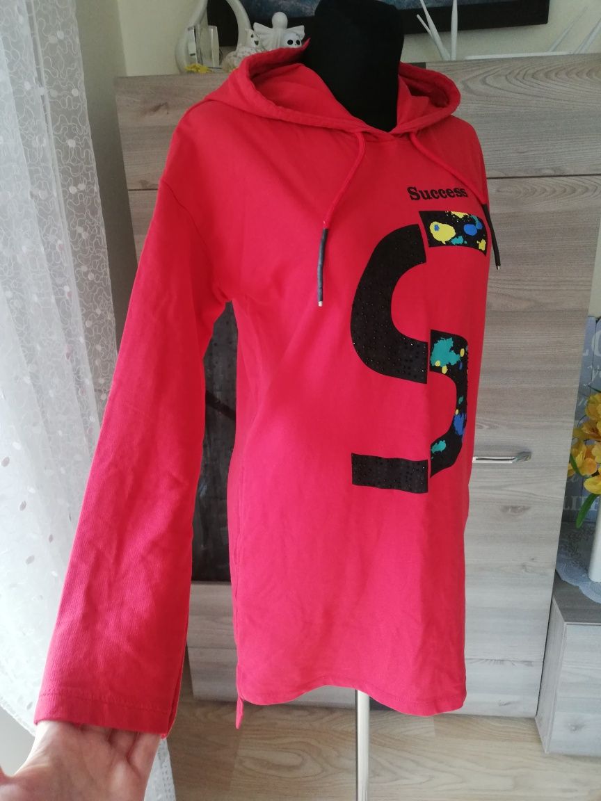 Czerwona bluza sukienka z kapturem Young Ladies r. M