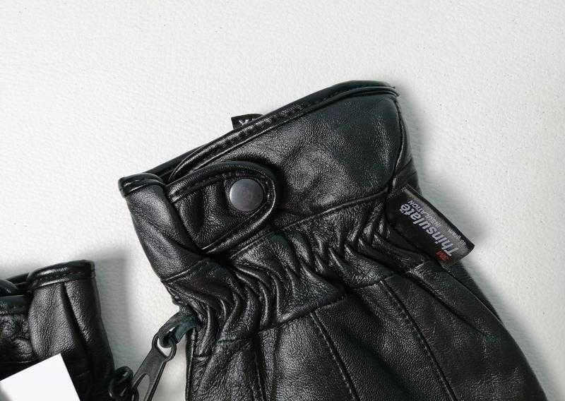 Мужские зимние черные кожаные перчатки thinsulate