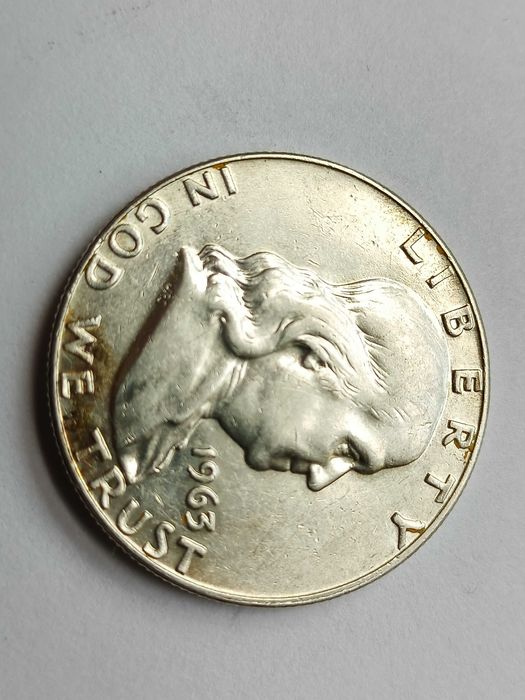 USA 1/2 Dolara 1963 Franklin oryginał Srebro stan