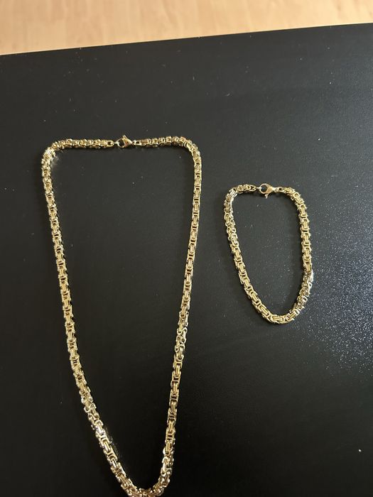 Zestaw łancuszek bransoletka Królewski złoty Nowy pozłacany