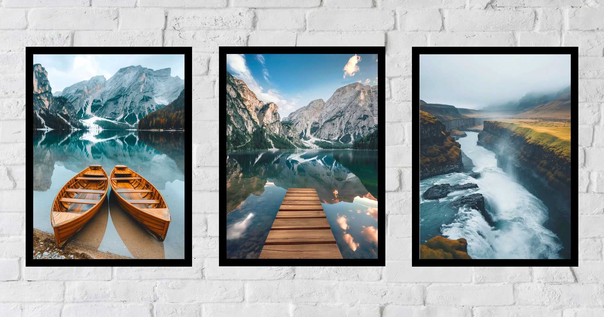 50x40 obrazy w ramie plakaty ramka ŁÓDKA MOST WIDOKI GÓRY NATURA BOHO