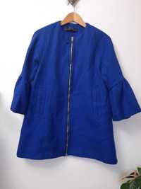 Płaszcz kurtka płaszczyk wiosenny niebieski oversize Zara rozmiar S 36