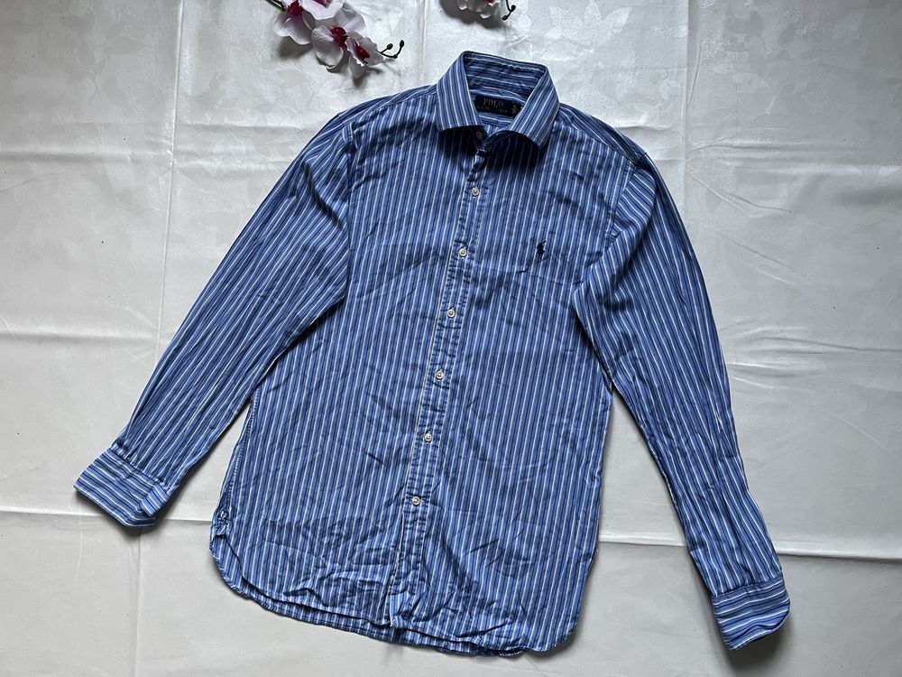 Ralph Lauren polo koszula niebieska paski 38 luksusowa cotton 100%