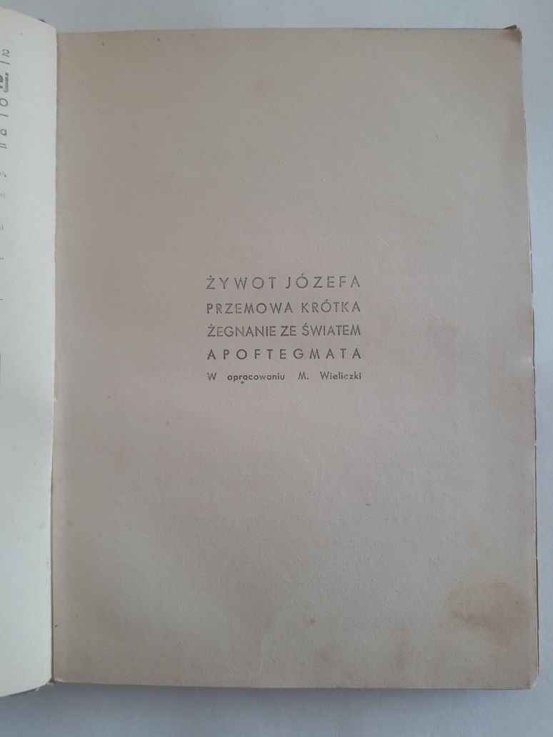 Mikołaj Rej żywot Józefa 1936 rok