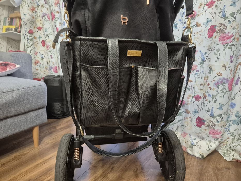 Czarna torebka ekoskóra torba do wózka