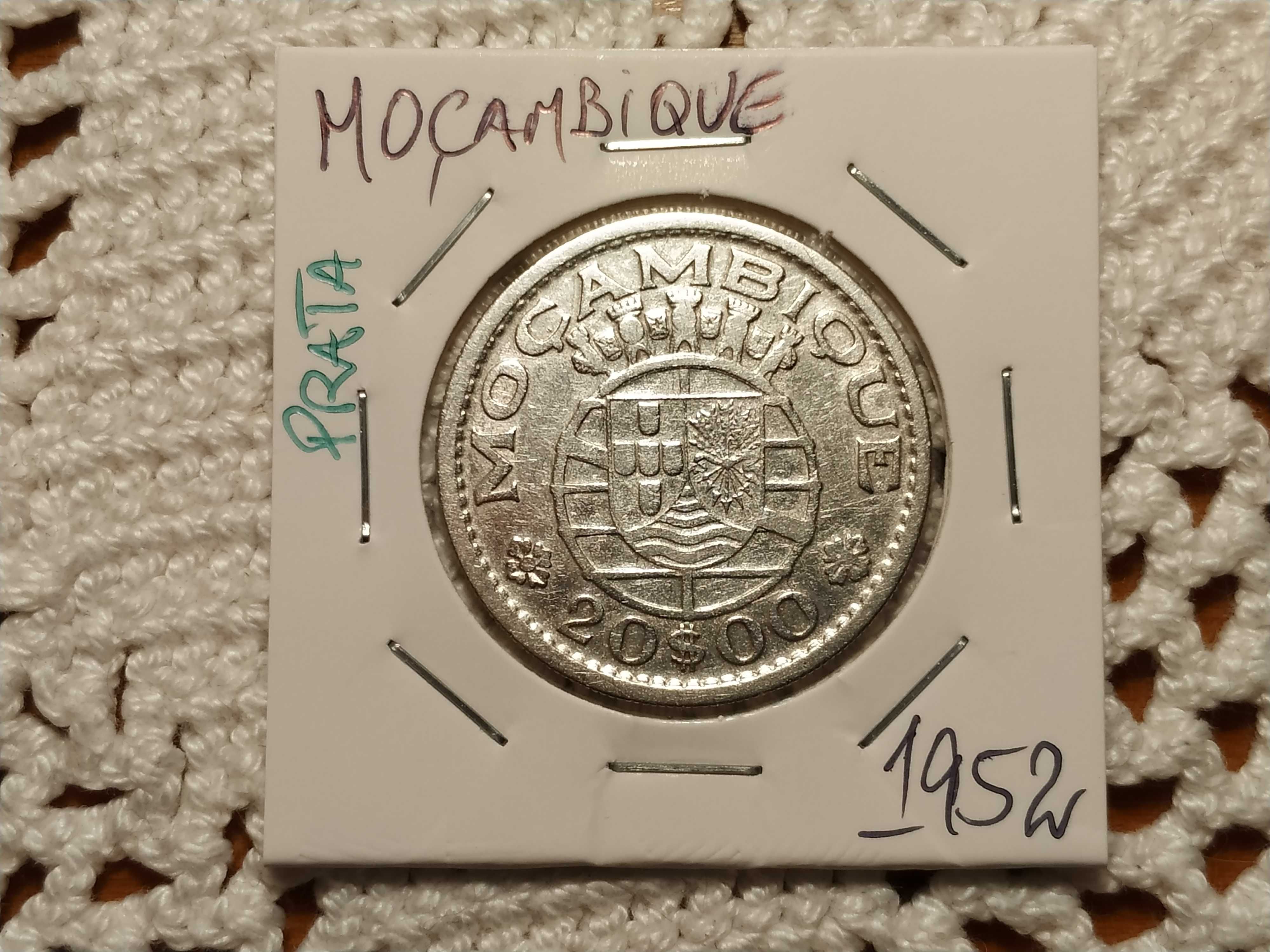 Moeda em prata de 20 escudos de 1952 Moçambique