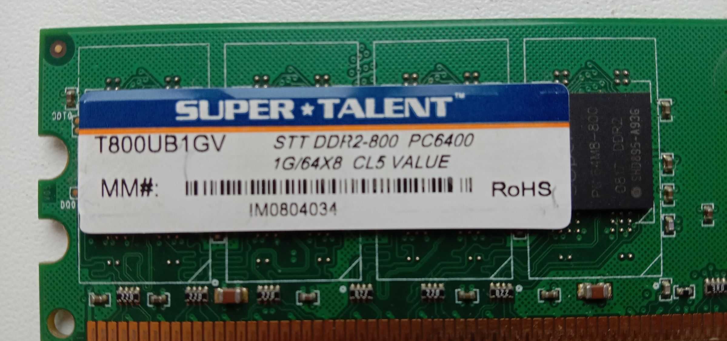 Планка памяти SST DDR2-800 PC6400 1G/64X8 CL5 VALUE Рабочая б/у