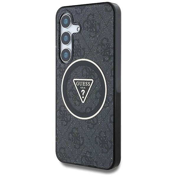 Etui Guess 4G Glitter Triangle Buttons MagSafe do Samsung Galaxy S25 P
