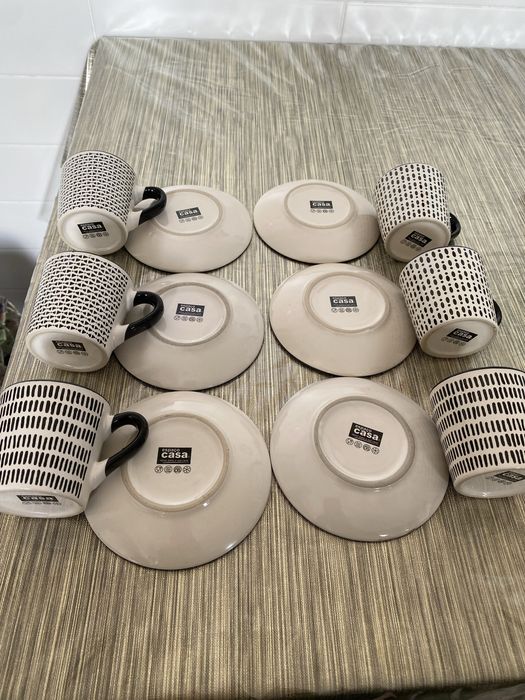Conjunto 6 chavena de cafe e pires