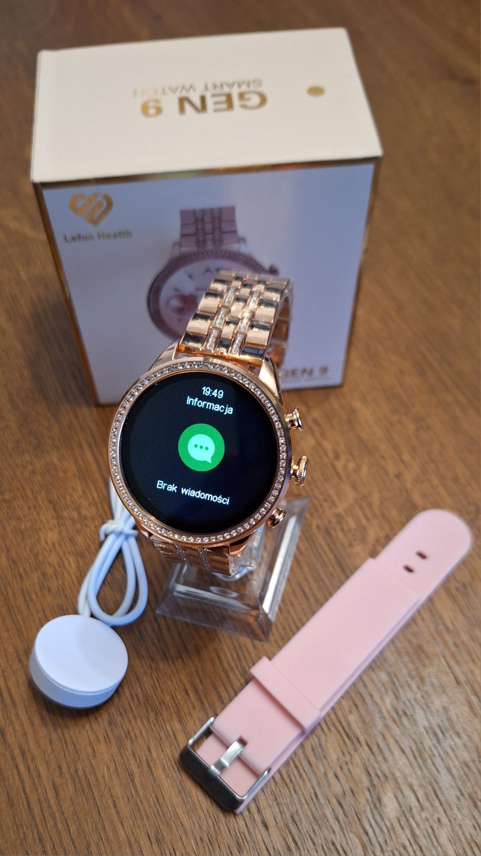 Smartwatch zegarek damski na bransolecie - POLSKIE menu + pasek