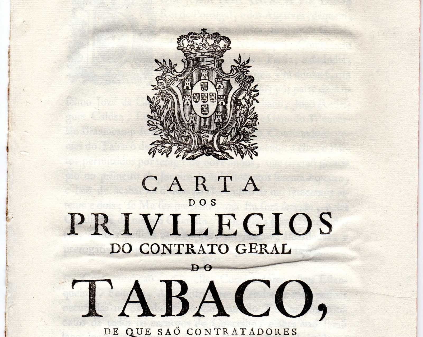 Carta dos Privilégios do Contrato Geral do Tabaco - 1765