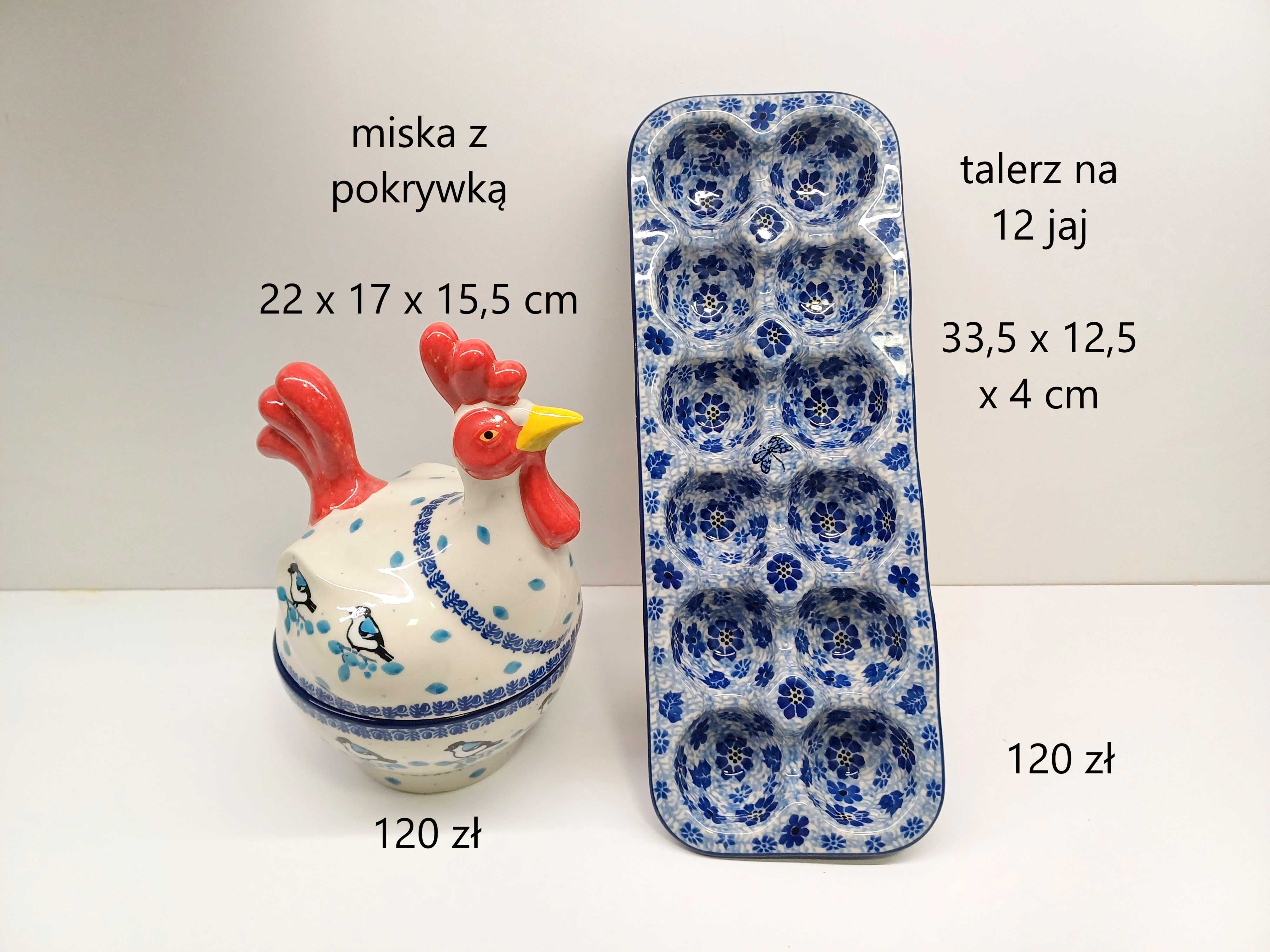 Oryginalna CERAMIKA BOLESŁAWIECKA pisanki jajka kurki kogutki talerz