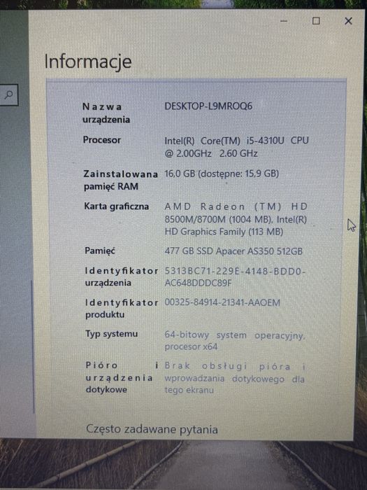 Laptop HP EliteBook G1 840 i5-4310U 16GB RAM
