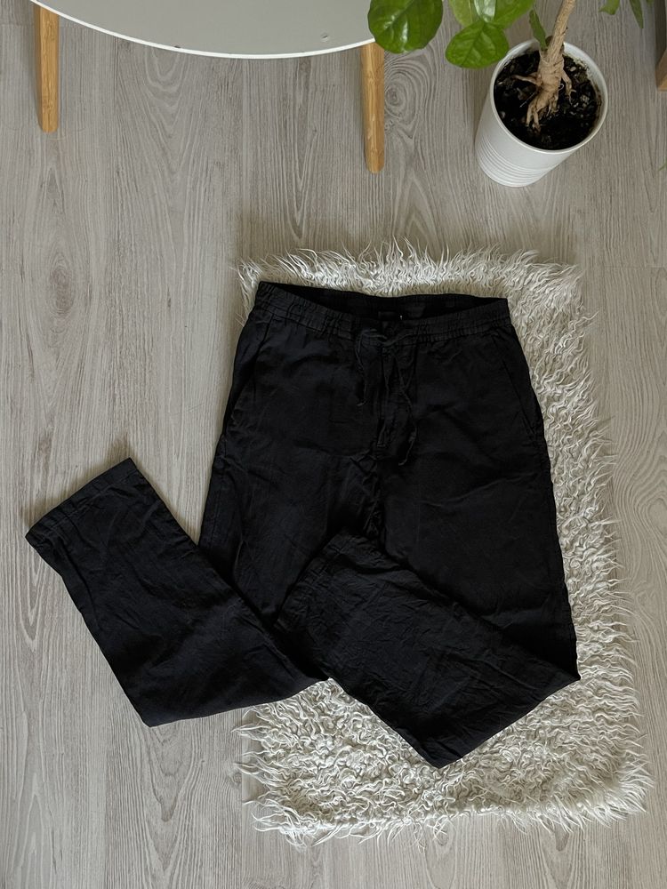 lniane spodnie regular fit, rozmiar M