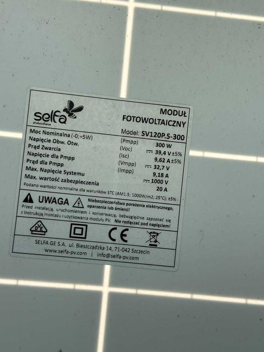 Panel fotowoltaiczny 300W SELFA SV120P.5-300 moduł PV solar używany