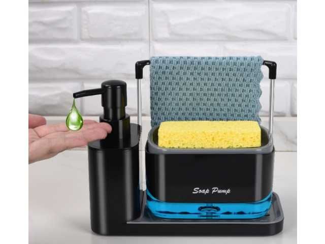 Zestaw Organizer Do Kuchni Dozownik Do Mydła Na Płyn Do Naczyń Pompką