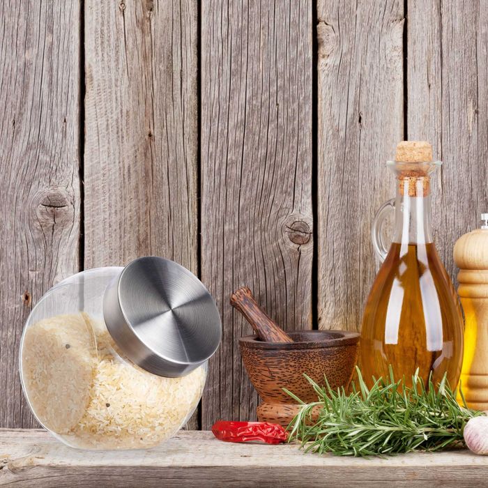 Relaxdays zestaw 4 szklanych pojemników 1,5 l z pokrywkami stalowymi