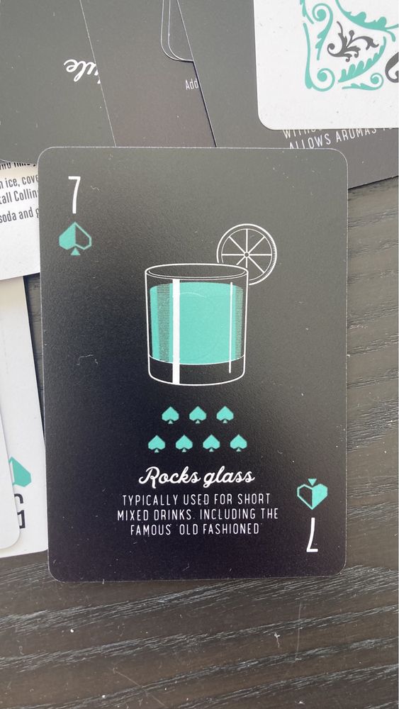 Cartas de jogar com receitas cocktail