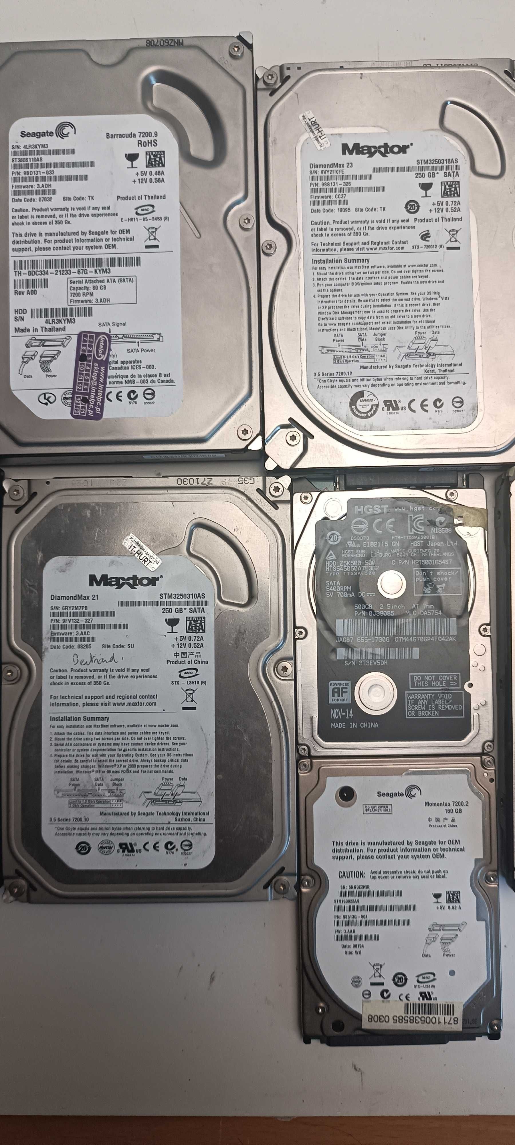 10x dyski twarde HDD SATA 1x IDE sprawne