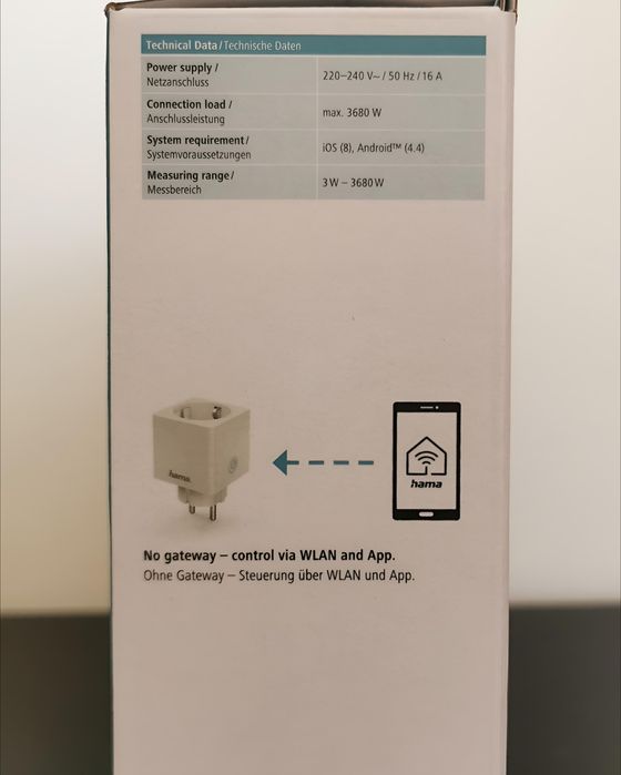 Tomada Inteligente Wi-Fi Hama 3680W 16A – nova